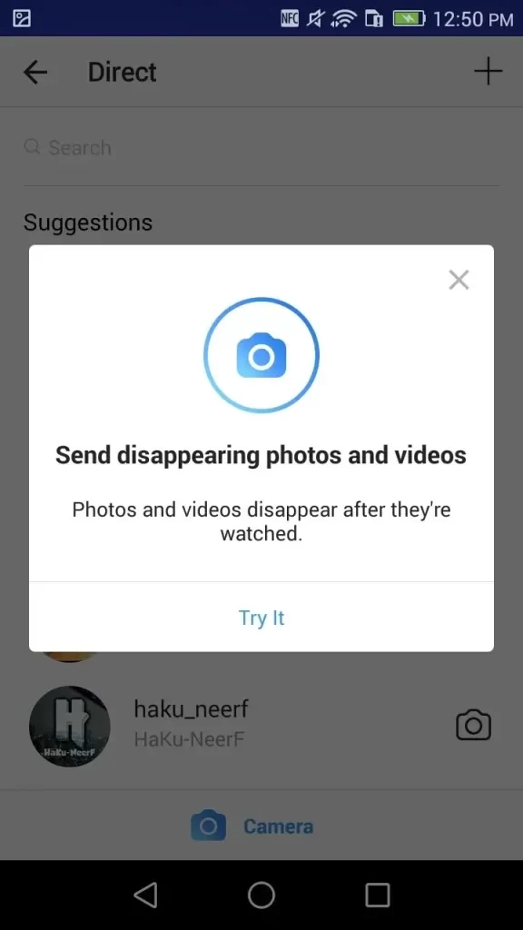 Send Disappearing photos and videos
