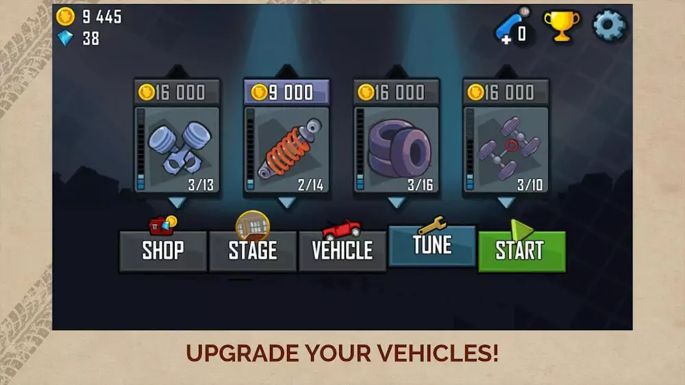 Upgrade Your Vehicles In Hill Climb Mod APK