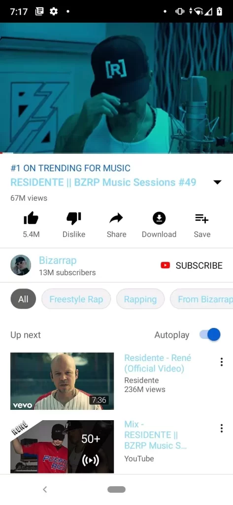 Play trending music on youtube Blue 